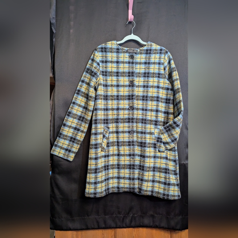 Rachel Zoe plaid wool coat Medium